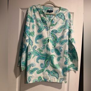 Jones NY top, paisley print, cotton, tunic, 1X